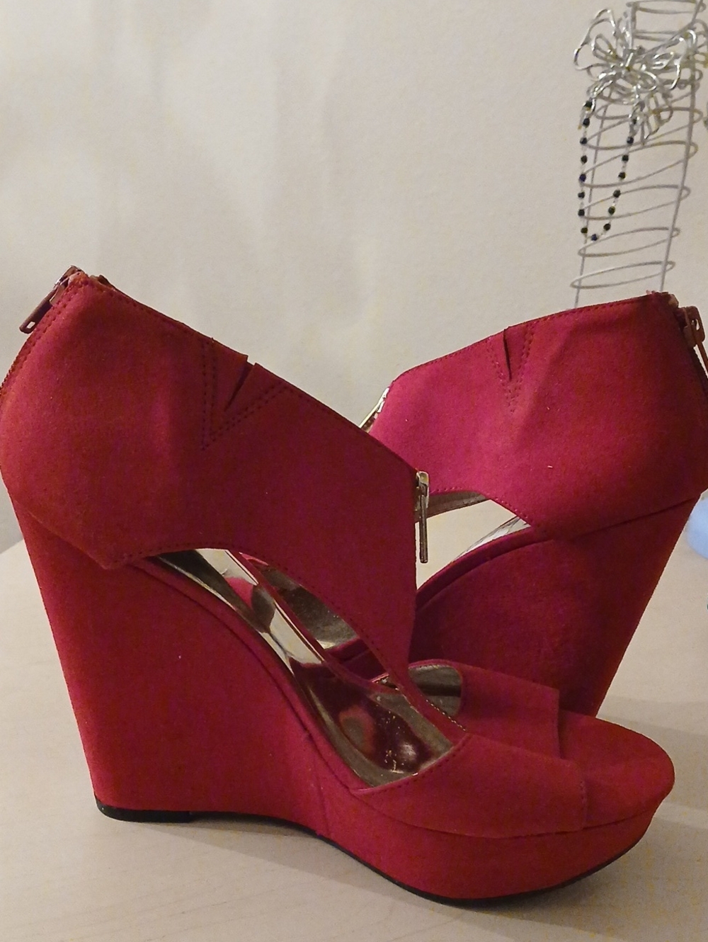 Red Suede Wedge